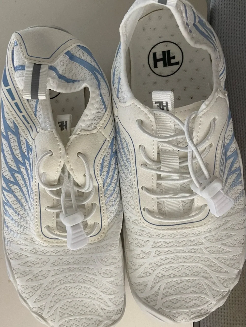 Hike footwear Women’s Lightweight White & Light Blue Slip-On walking or swim